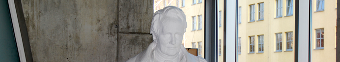 Kopf der Alexander von Humboldt Statue im Foyer des Geographischen Institutes